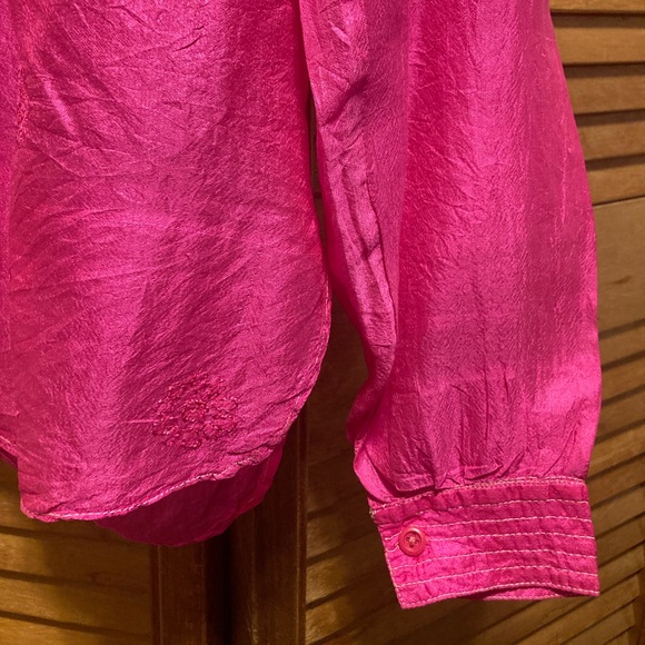 Raiment Fashions Hot Pink Silk Blade Collar Top - Picture 10 of 14